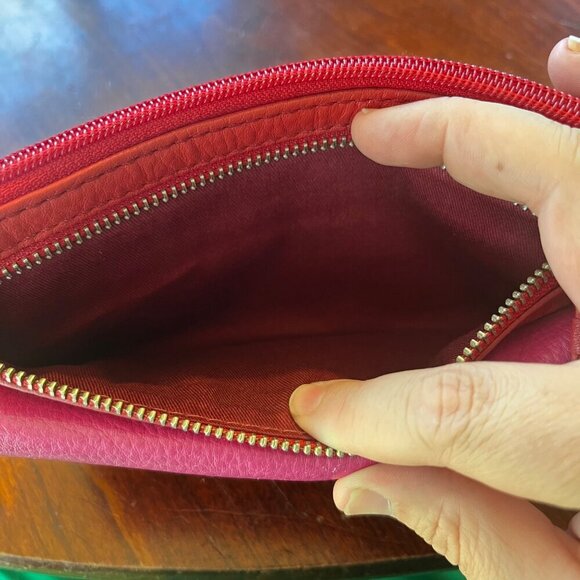 Fossil Women's Leather Wallet Trifold‎ With Zippered Coin Pouch Red & Pink - Picture 4 of 9
